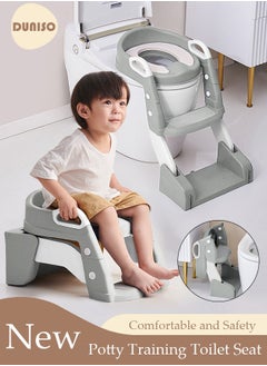 Buy Kids' Potty Training Toilet Seat with Step Stool Ladder,Toddlers-Comfortable Safe Potty Seat with Anti-Slip Pads Folding Ladder for Boys and Girls Silver Pvc in Saudi Arabia