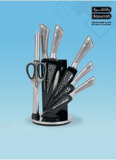 Buy 8 Piece Stainless Steel Kitchen Knife Set with Peeler and Scissors with Stand in Saudi Arabia