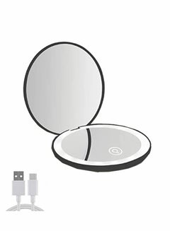Buy Compact Mirror with LED Light, Rechargeable 1x/10x Magnification Compact, Dimmable Small Travel Makeup, Pocket for Handbag, Purse, Handheld 2-Sided,Gifts for Girls in UAE