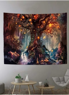 Buy Magical Forest Tapestry - Fantasy Fairy Tales Wall Art with Life Tree, Elves & Waterfalls for Bedroom & Living Room, 60" x 51" in Saudi Arabia