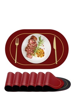 Buy SYOSI Placemats Oval Placemats Faux Leather for Dining Table Double Sided Color Wipeable Table Mats Heat Resistant Placemats for Kitchen Wedding Restaurant Table Set of 6 in Saudi Arabia