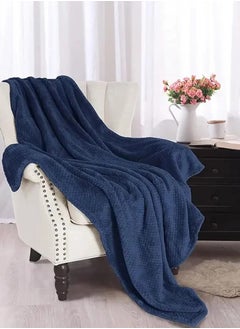 Buy Lavita Embossed Velvet Blanket 200 × 230 - Navy in Saudi Arabia