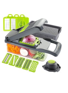 Buy Womdee Vegetable Chopper Slicer Dicer - 12 -in -1 Onion Chopper Fruits Cutter Mandoline Slicer Food Chopper/Cutter with 7 Stainless Steel Blades, in UAE