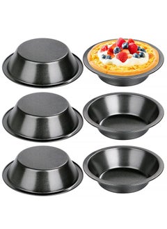 Buy SYOSI Round Mini Tart Tins Pie Dishes Quiche Pie Tart Tins Non-Stick Coating Quiche Baking Moulds Set of 6 (12.7x8x3cm) in UAE