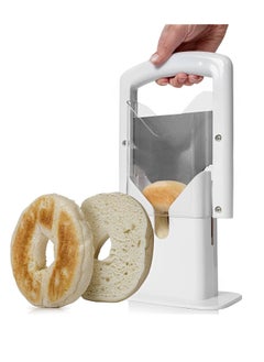 اشتري Bagel Cutter Slicer, Stainless Steel Precision Cutter with Safety Handle, Easy-to-Use Kitchen Guillotine, Universal Slicer for Bagels, Muffins, Bread, Portable Muffin Slicer (7.1×8.7 inch) في السعودية