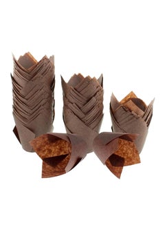 اشتري 200 PCS Tulip Cupcake Liners Baking Paper Cups Holders Parchment Greaseproof Muffin Tin Cases Wrappers for Wedding Birthday Party Baby Shower Standard Size Chocolate Brown في الامارات