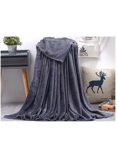 Buy Light weight Extra Soft Single Size Solid Blanket all season Flannel Fleece Throw Blanket 150x200cm 100% Polyester-Grey in UAE
