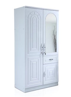 اشتري Best 2-Door Wooden Wardrobe Cabinet Cupboard Engineered Wood With1 Drawer Perfect Modern Stylish Heavy Duty Color White 8828 في الامارات