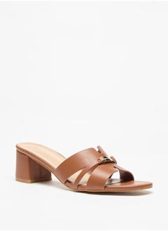 اشتري Solid Slip-On Sandals with Block Heels في السعودية