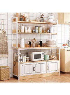 Buy 4-Tier Kitchen Storage Shelf Microwave Oven Stand Rack Spice Organizer with 3 Door Storage Cabinet Large Storage Rack in UAE
