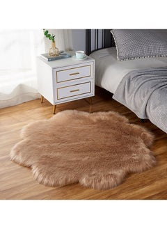 Buy Super Soft Rabbit Fur Flower Design Living Room Wool Fleece Room Decor Carpet with Anti Slip Bottom (Size 80CM) in UAE