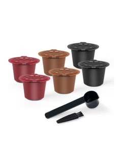 اشتري Reusable Coffee Pods fit for Nespresso Originalline, Refillable Coffee Capsule Compatible with N Espresso Originalline, Food-Grade, Non-Toxic, 2 Black+2 Red+2 Brown (with 3 Scoops + 3 Brushes) في الامارات