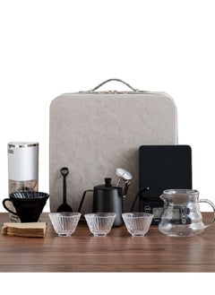 Buy V60 Pour Over Coffee Set,12-Piece Drip Coffee Maker Set,Hand Brewing Coffee Accessories Kit All In 1 Portable Travel Bag,Gray in Saudi Arabia