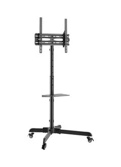 Buy Low cost adjustable height steel TV stand and cart for 32"-55". black in Saudi Arabia