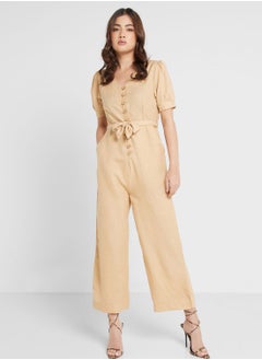 Buy Button Detail Belted Jumpsuit in Saudi Arabia