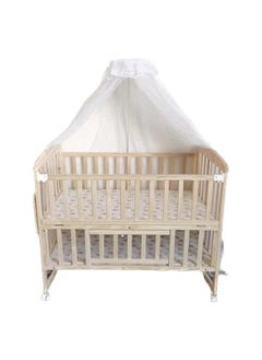 Buy Elegant design wooden baby bed on wheels with high quality wood mosquito net for 0-6 years old 120x60cm in Saudi Arabia