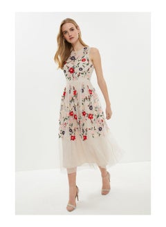 Buy Embroidered Border Midi Dress in UAE