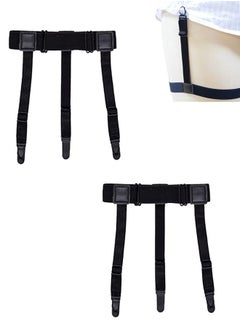 اشتري 1 Pair Adjustable Elastic Leg Garter Belt with Anti-Slip Clips, Thigh Garter for Thigh High Socks Suspender,  Fixed Clip Garter Belt for Women&Men Black في الامارات