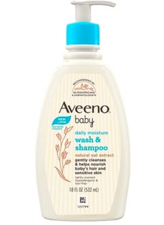 Buy Aveeno Baby Daily Moisture Gentle Wash And Shampoo With Natural Oat Extract- 18 fl oz (532 ml) in UAE