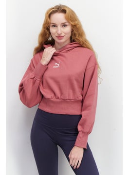 Buy Women Sportswear Fit Brand Logo Hoodie, Mauve in Saudi Arabia