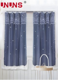 اشتري Star Window Curtain,2-Piece Double Layer Blackout Drapes Star Cutout Design With Sheer Overlay And Grommet Top Window Panels For Kids Room Bedroom,0.9mx2mx2 في الامارات