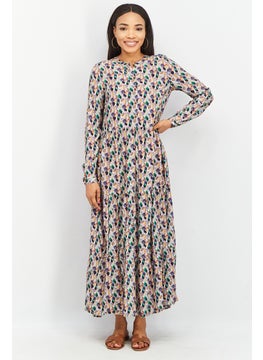 Buy Women Allover Print Maxi Dress, Green/Blue Combo in UAE