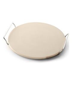 Buy Pizza Stone Set for Oven and Grill, 13 Inch Round Ceramic Pizza Grilling Stone Oven Baking Stone with Serving Rack in UAE