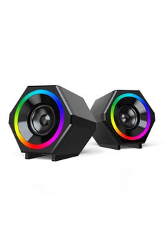 Buy Mini USB Wired Computer Speakers Stereo Bass Speakers with Colorful Ambient Lights and Bluetooth Function in Saudi Arabia