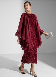 Buy Sequin Ruffle Detail Dress in UAE