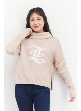 اشتري Women Turtle Neck Textured Sweater, Dusty Pink في الامارات