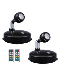 Buy 2Pcs Wireless Spotlight for Indoor Battery Operated LED Spotlight with Dimmable Rotatable Timer Uplight Mini Accent Lights with Remote for Wall Display Plants Painting Artwork Closet Natural White in UAE