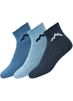 Buy Ranger Sport Men's Heavy Duty Cotton Quarter Athletic Socks, Pack of 3 (EU 39-45, US 7 - 12), Multicolored) in UAE