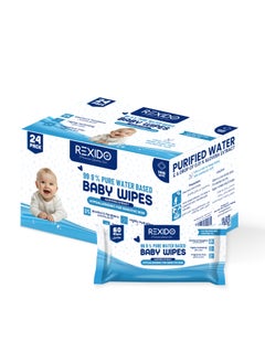 Buy Premium & 99.9% Pure Water Baby Wipes, Hypoallergenic & Unscented For New Born Sensitive Skin, Parabens Free Wet Wipes, Highly Hydrating, 1440 Count, (24 Pack) in UAE