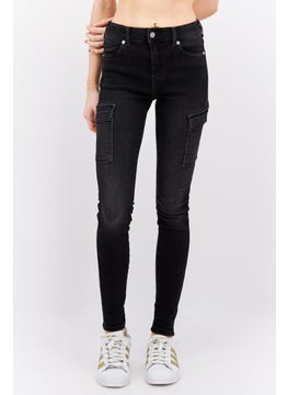 Buy Women Slim Fit Washed Stretchable Jeans, Black in UAE