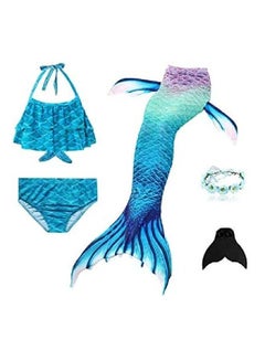 اشتري Cutie Cute 5 Pcs Mermaid Swimming Suit Plus Fin For Swimming Mermaid Bathing Suits Swimsuit Bikini Set For Toddler Big Girls Birthday Gift With Headband (2-12 Years) في الامارات