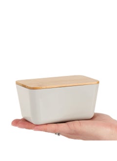 Buy Alpina Set of two plastic food storage containers with a wooden lid, capacity 0.500 litres, 6.6x13x8 cm in Egypt