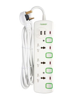 اشتري 3 Way Universal Power Extension Socket With 2 USB 2.1A, 3M Cable 13A في الامارات