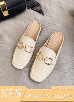 اشتري Women's Flat Mules Closed Toe Sandals Fashion Flats Square Toe Slip Comfortable Women Slippers Backless Slip On Loafer Shoes for Indoor & Outdoor في السعودية