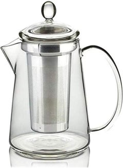 اشتري 950Ml High Borosilicate Glass Teapot With Stainless Steel Strainer And Lid, Conical Shape في الامارات