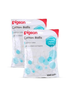 Buy Naturally Soft & Gentle Cotton Balls - 100 Balls Pack of 2 in UAE