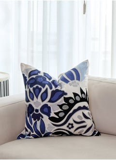 Buy Blue Modern Paisley Square Cushion in UAE