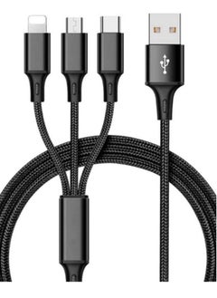 Buy 3 In 1 Fast Charging Cable For Iphone, Samsung, Huawei, Oppo, And Tables in UAE