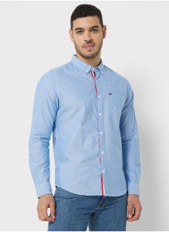 Buy Men Blue Slim Fit Pure Cotton Casual Sustainable Shirt in UAE