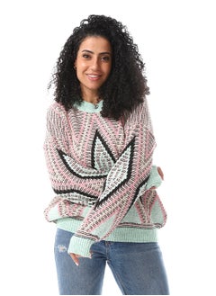 Buy Crew Neck Loose Fit Pullover_ Mint Green, Pink & Black in Egypt