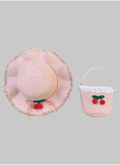 اشتري The Girl Cap Straw Hat & Shoulder Bag Set Summer Hat for Kids Outdoor Party Dress Up Set - Girls Wide Brim Set of 2 Pcs في الامارات