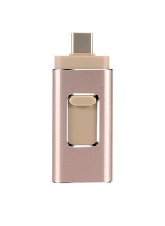 اشتري 64GB USB Flash Drive, Shock Proof 3-in-1 External USB Flash Drive, Safe And Stable USB Memory Stick, Convenient And Fast Metal Body Flash Drive, Gold Color (Type-C Interface + apple Head + USB Local) في السعودية