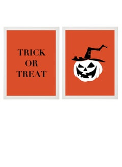 اشتري set of 2, Halloween Scary Pumpkin Framed Poster 30x40cm - Spooky Halloween Wall Art Decor for Kids' Rooms, Home, Nursery, or Party -  Halloween Decoration Gift في الامارات