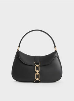 Buy CHARLES & KEITH Shoulder Bag & Crossbody Bag Agatha Chain-Accent Hobo Bag - Black in UAE