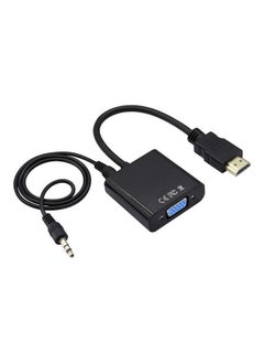 Buy 1080P HDMI To VGA Audio Adapter Cable Black in UAE