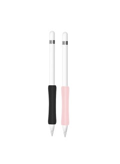 Buy Silicone Grip Holder (2 Pack) for Apple Pencil 2nd Generation Protective Pen Cover - Black & Pink in UAE